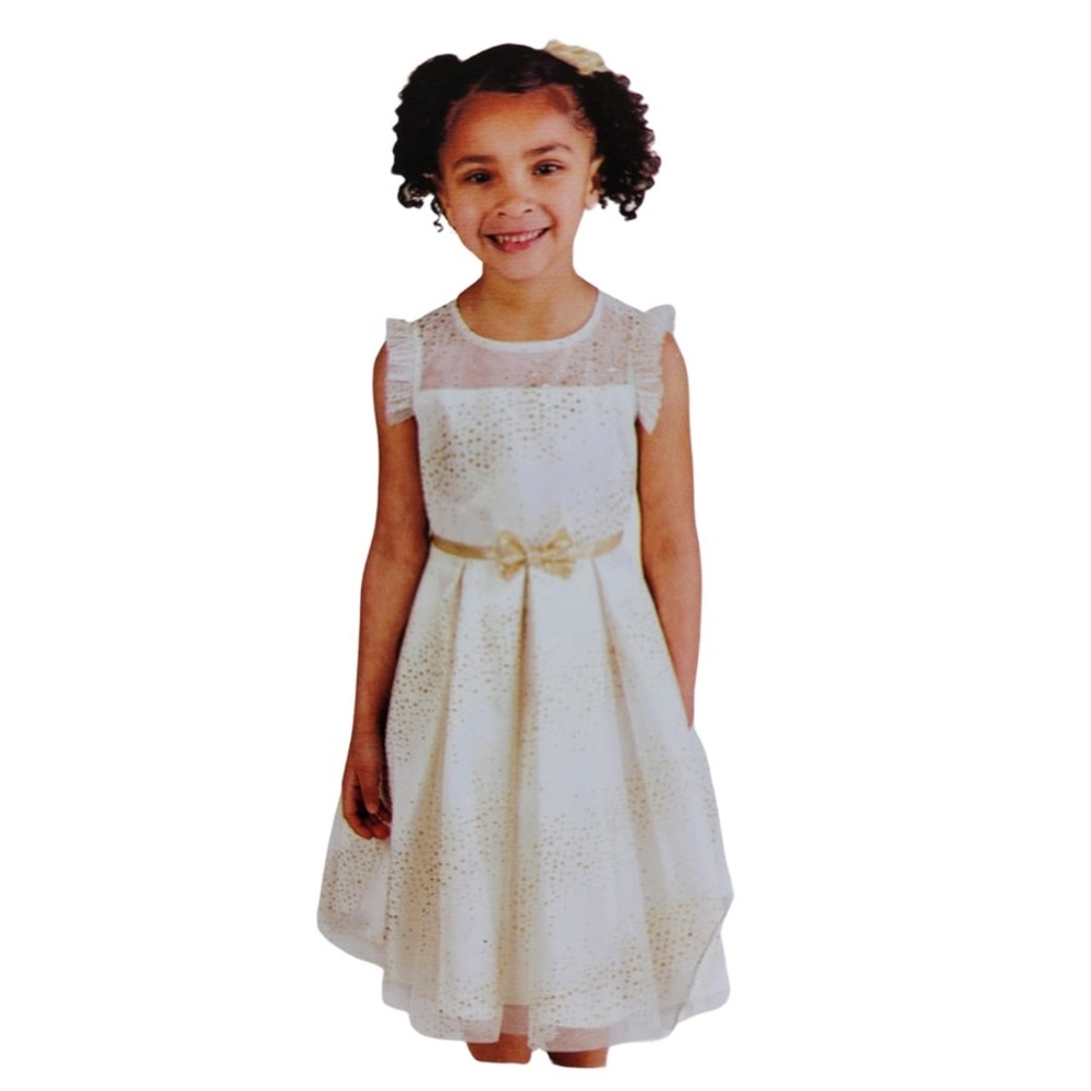 Jona Michelle - Girls’ White and Gold Formal Dress
